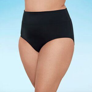 Trimshaper Womens Plus High Waist Bikini Swimsuit Bottom, Black sz 16W